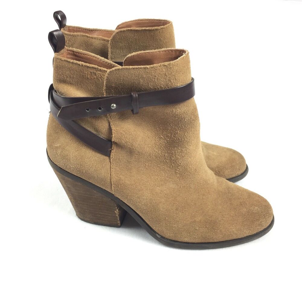 Lucky Brand Encline Leather Block Heel Ankle Booties Size 9 Brown Boots